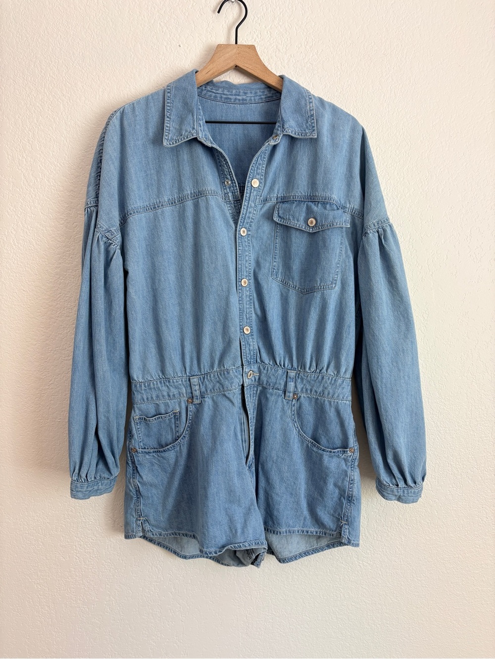 Free People Zodiac Chambray Denim One-Piece Romper - Picture 9 of 9